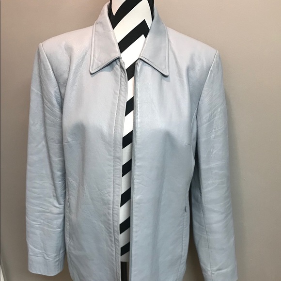 Genuine leather jacket blue-gray - Picture 1 of 8